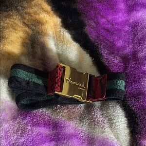 Diamond Supply Co. Gold Buckle Belt with Black and Green Stripes